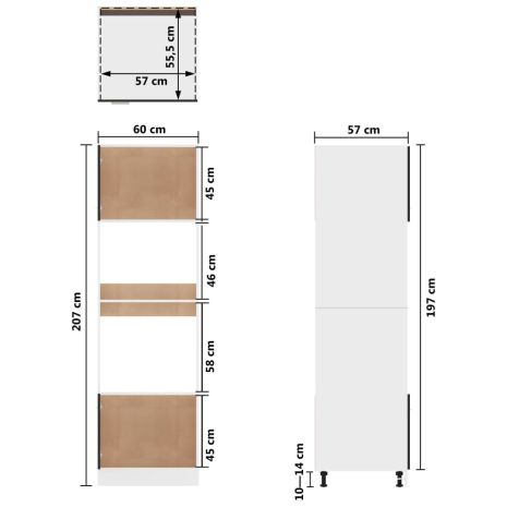 Ντουλάπι για Φούρνο Μικροκυμάτων Μαύρο 60x57x207 εκ Επεξ. Ξύλο