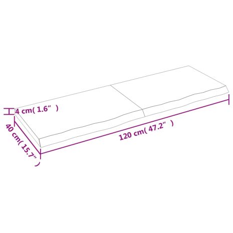 Επιφ Τραπεζιού Αν Καφέ 120x40x(2-4)εκ. Επεξ. Μασίφ Ξύλο Δρυός