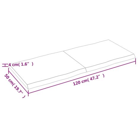 Επιφ Τραπεζιού Αν Καφέ 120x50x(2-4)εκ.Ακατέργ. Μασίφ Ξύλο Δρυός