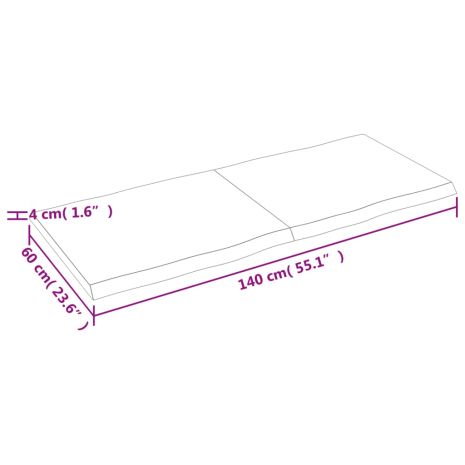 Επιφ Τραπεζιού Αν Καφέ 140x60x(2-4)εκ.Ακατέργ. Μασίφ Ξύλο Δρυός