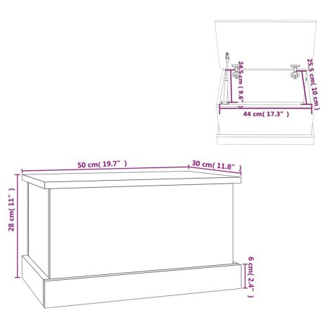 Κουτί Αποθήκευσης Γκρι Σκυροδέματος 50x30x28 εκ. Επεξεργ. Ξύλο