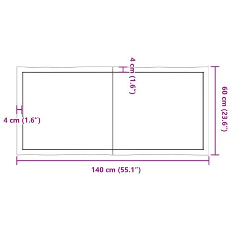 Επιφ Τραπεζιού Αν Καφέ 140x60x(2-6)εκ.Ακατέργ. Μασίφ Ξύλο Δρυός