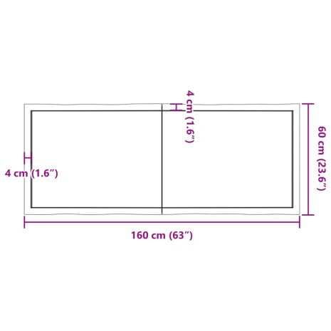 Επιφ Τραπεζιού Αν Καφέ 160x60x(2-6)εκ.Ακατέργ. Μασίφ Ξύλο Δρυός