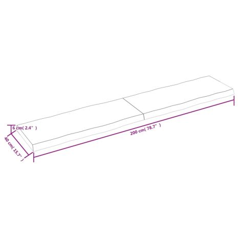 Επιφ Τραπεζιού Αν Καφέ 200x40x(2-6)εκ.Ακατέργ. Μασίφ Ξύλο Δρυός