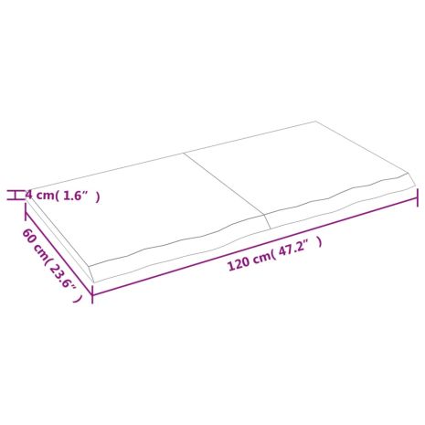 Πάγκος Μπάνιου Αν. Καφέ 120x60x(2-4) εκ. Επεξεργ. Μασίφ Ξύλο