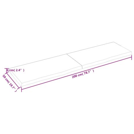 Πάγκος Μπάνιου Αν. Καφέ 200x50x(2-6) εκ. Επεξεργ. Μασίφ Ξύλο