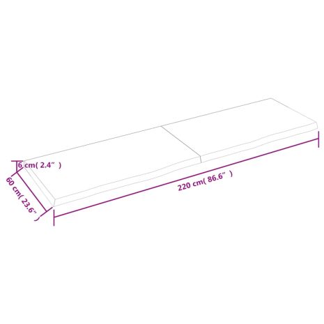 Επιφ Τραπεζιού Αν Καφέ 220x60x(2-6)εκ. Επεξ. Μασίφ Ξύλο Δρυός