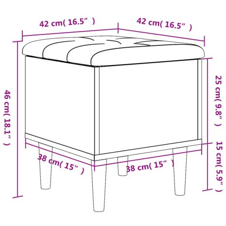 Παγκάκι Αποθήκευσης Καφέ Δρυς 42 x 42 x 46 εκ. Επεξεργ. Ξύλο