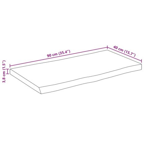 Επιφάνεια Τραπεζιού 90x40x3,8 εκ. Live Edge Μασίφ Ξύλο Μάνγκο