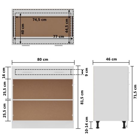 Ντουλάπι με Συρτάρι Λευκό 80x46x81,5 εκ. Επεξ. Ξύλο