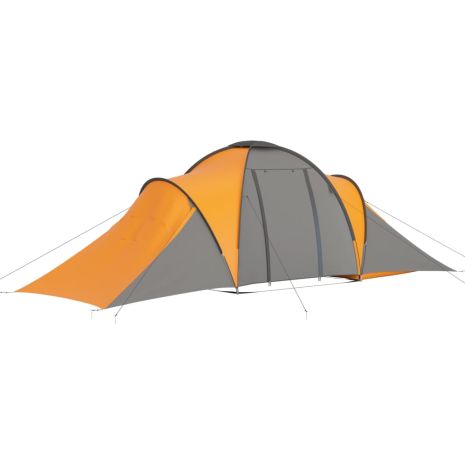 vidaXL Σκηνή Camping 6 Ατόμων Γκρι / Πορτοκαλί