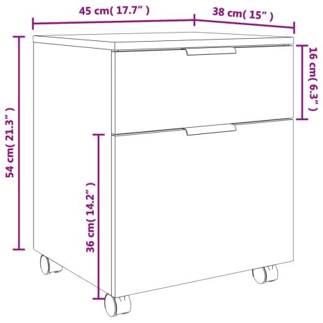 Αρχειοθήκη Φορητή Γκρι Σκυρ. 45x38x54 εκ. Επεξ. Ξύλο με Ρόδες