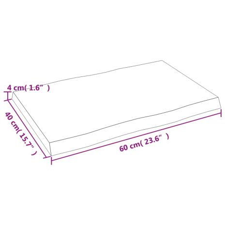 Επιφ Τραπεζιού Αν Καφέ 60x40x(2-4)εκ. Ακατέργ. Μασίφ Ξύλο Δρυός