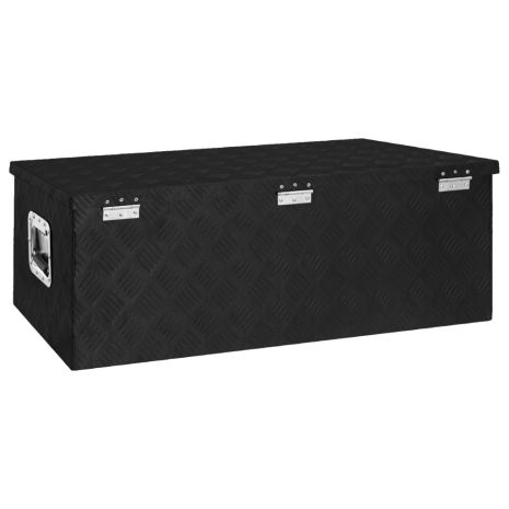 vidaXL Κουτί Αποθήκευσης Μαύρο 90x47x33,5 εκ. από Αλουμίνιο