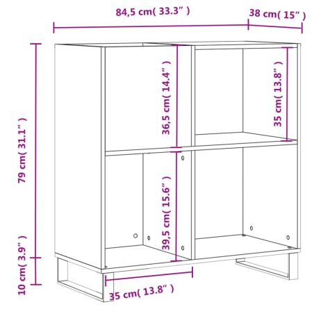 Δισκοθήκη Γκρι Σκυροδέματος 84,5 x 38 x 89 εκ από Επεξεργ. Ξύλο