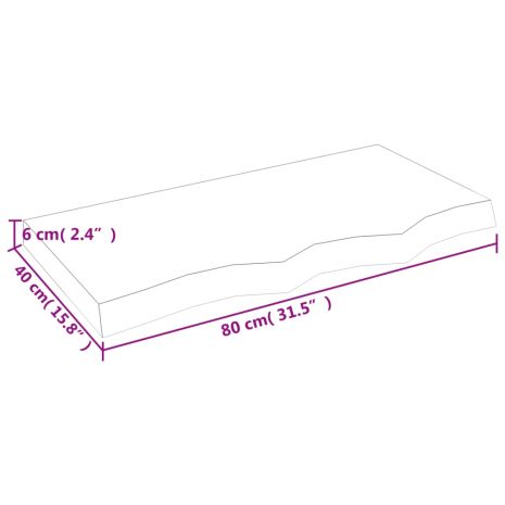 Επιφάνεια Τραπεζιού Σκούρο Καφέ 80x40x(2-6) εκ Επεξ. Μασίφ Δρυς