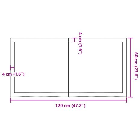 Επιφάνεια Τραπεζιού Σκούρο Καφέ 120x60x(2-6)εκ Επεξ. Μασίφ Δρυς