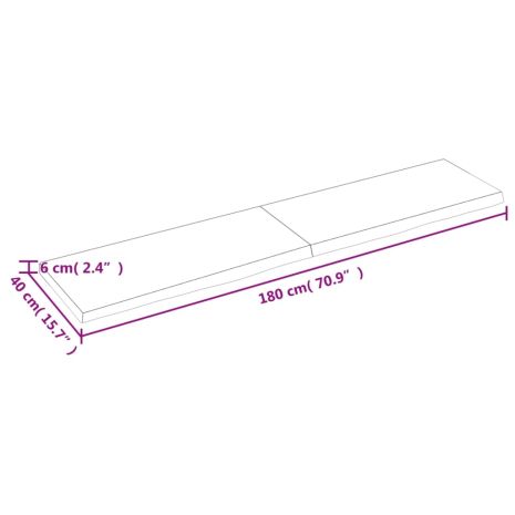 Επιφάνεια Τραπεζιού Σκούρο Καφέ 180x40x(2-6)εκ Επεξ. Μασίφ Δρυς