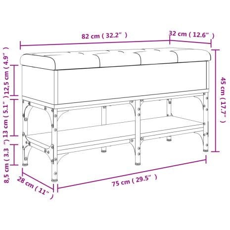 Παπουτσοθήκη Γκρι Sonoma 82x32x45 εκ. από Επεξεργασμένο Ξύλο