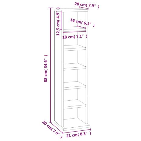 Έπιπλο για CD Καπνιστή Δρυς 21 x 20 x 88 εκ. Επεξεργασμένο Ξύλο