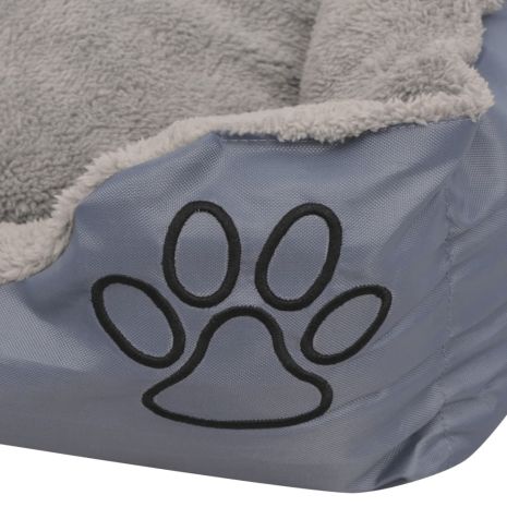 vidaXL Κρεβάτι Σκύλου με Επενδυμένο Μαξιλάρι Γκρι M