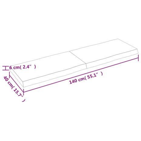 Επιφ Τραπεζιού Αν Καφέ 140x40x(2-6)εκ.Ακατέργ. Μασίφ Ξύλο Δρυός