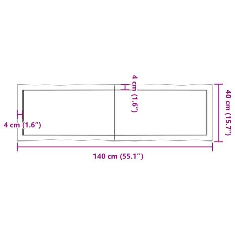 Επιφ Τραπεζιού Αν Καφέ 140x40x(2-4)εκ.Ακατέργ. Μασίφ Ξύλο Δρυός