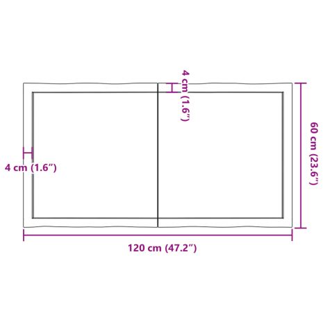 Επιφ Τραπεζιού Αν Καφέ 120x60x(2-4)εκ.Ακατέργ. Μασίφ Ξύλο Δρυός