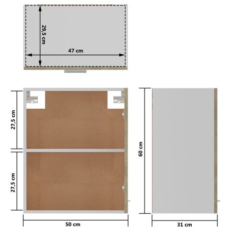 Ντουλάπια Κρεμαστά 2τεμ. Sonoma Δρυς 50x31x60εκ. από Επεξ. Ξύλο