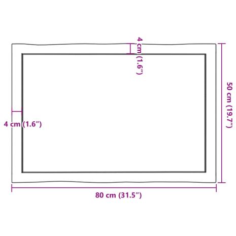 Επιφ Τραπεζιού Αν Καφέ 80x50x(2-6)εκ. Ακατέργ. Μασίφ Ξύλο Δρυός