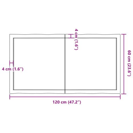 Επιφάνεια Τραπεζιού 120x60x(2-4) εκ. Ακατέργαστο Μασίφ Ξύλο