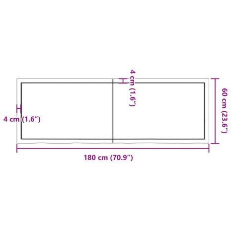 Επιφάνεια Τραπεζιού Σκούρο Καφέ 180x60x(2-6)εκ Επεξ. Μασίφ Δρυς