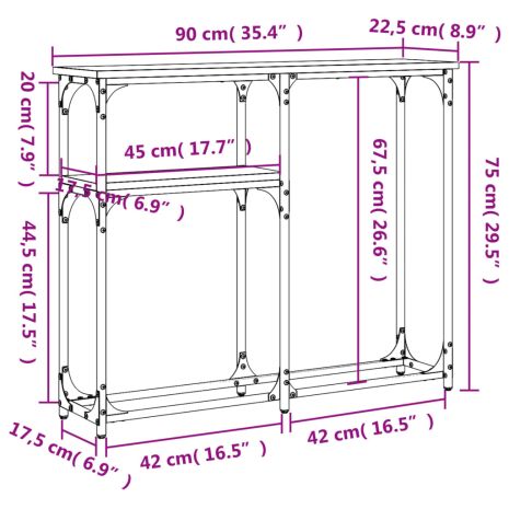 Τραπέζι Κονσόλα Sonoma Δρυς 90x22,5x75 εκ. Επεξεργασμένο Ξύλο