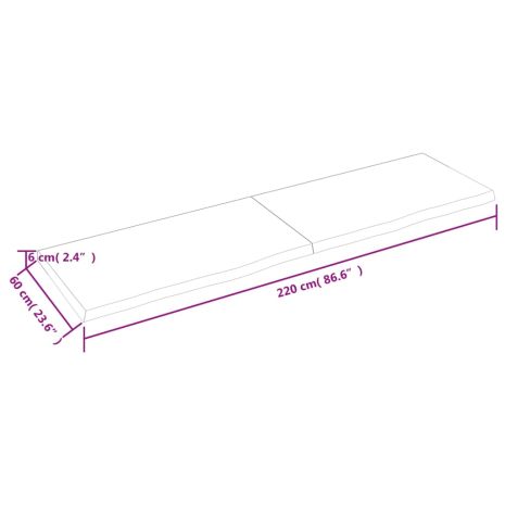 Πάγκος Μπάνιου 220 x 60 x (2-6) εκ. από Ακατέργαστο Μασίφ Ξύλο