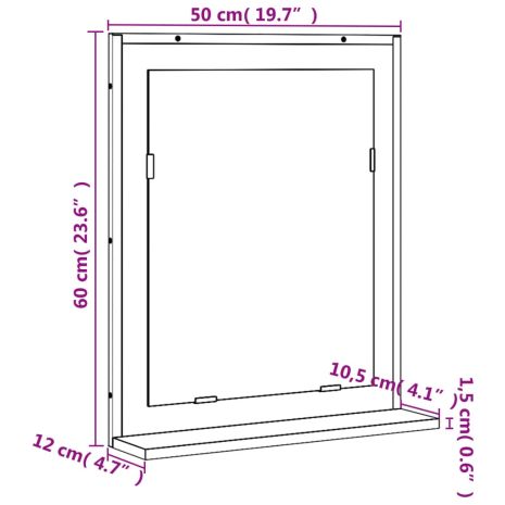 Καθρέφτης Μπάνιου με Ράφι Καπνιστή Δρυς 50x12x60εκ. Μοριοσανίδα