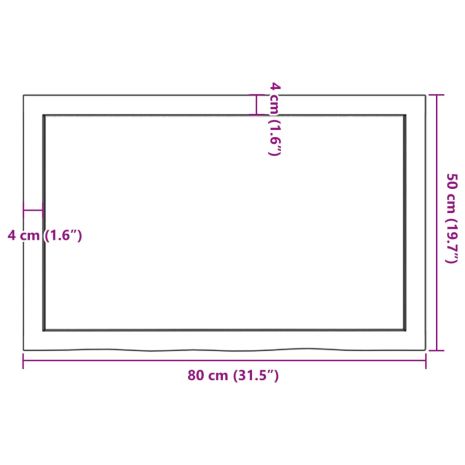 Επιφάνεια Τραπεζιού Σκούρο Καφέ 80x50x(2-4)εκ Επεξ. Μασίφ Δρυς