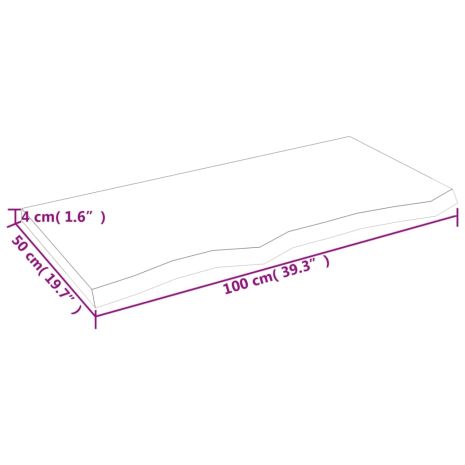 Επιφάνεια Τραπεζιού Σκούρο Καφέ 100x50x(2-4)εκ Επεξ. Μασίφ Δρυς