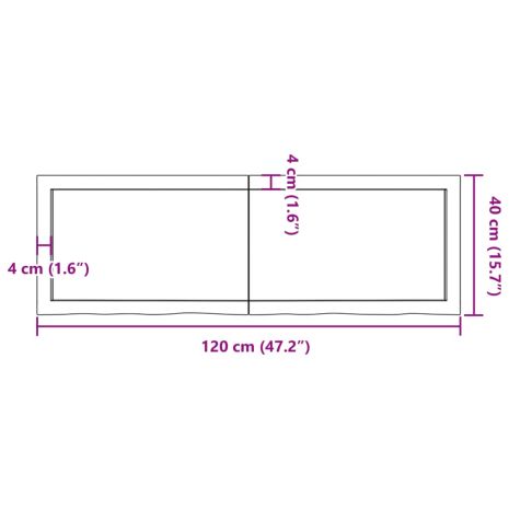 Επιφάνεια Τραπεζιού Σκούρο Καφέ 120x40x(2-4)εκ Επεξ. Μασίφ Δρυς