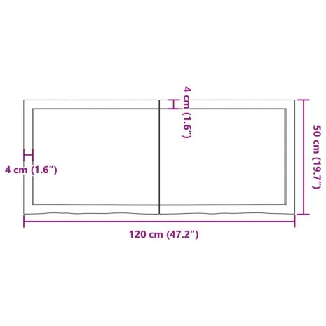 Επιφάνεια Τραπεζιού Σκούρο Καφέ 120x50x(2-4)εκ Επεξ. Μασίφ Δρυς