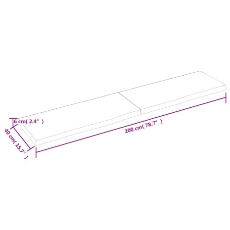 Πάγκος Μπάνιου 200x40x(2-6) εκ. από Ακατέργαστο Μασίφ Ξύλο