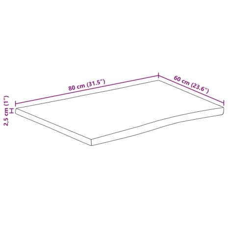 Επιφάνεια Τραπεζιού 80x60x2,5 εκ. Live Edge Μασίφ Ξύλο Μάνγκο