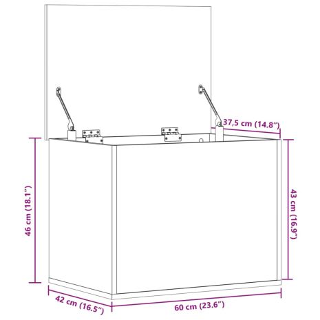 Κουτί Αποθήκευσης Καπνιστή Δρυς 60x42x46 εκ. Επεξεργασμένο Ξύλο