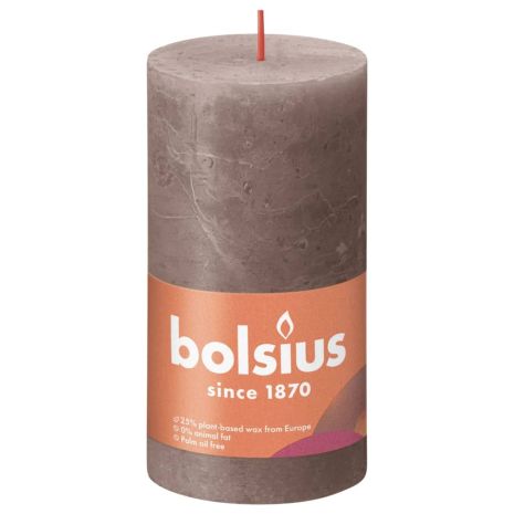 Bolsius Κεριά Κύλινδρος Ρουστίκ Shine 4 τεμ Ρουστίκ Taupe 130 x 68 χιλ